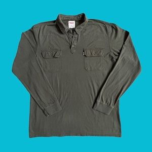 Levi's Long Sleeve Shirt Double Chest Pocket Collared Green 100% Cotton Men XXL